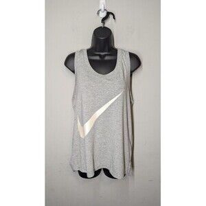 Nike Swoosh  Sleeveless Tank Top GRAY/WHITE 831109-063 Womens Size L